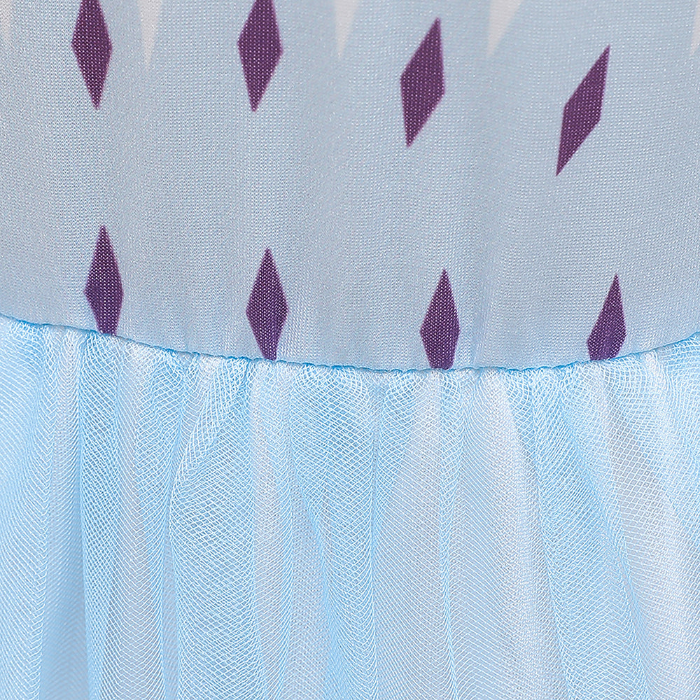 Frozen 2 Elsa Princess Long Sleeve Tulle Girl Costume Dresses with Cape