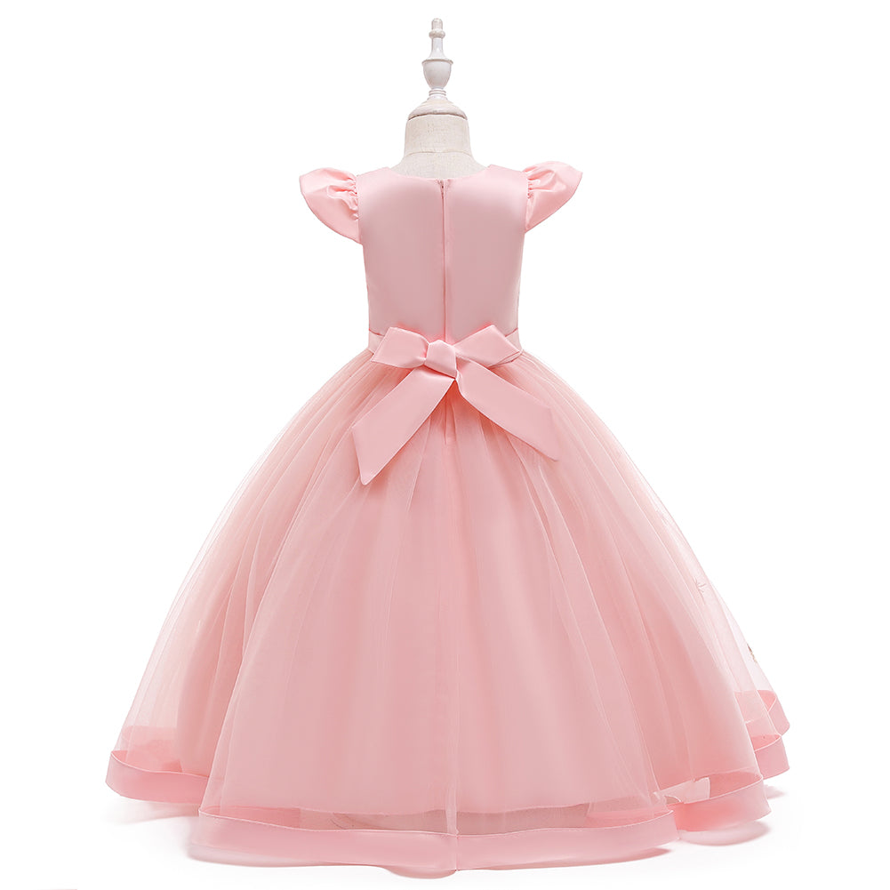 Flower Girl Dress Kids Princess Wedding Graduation Tulle Formal Holiday Party Ball Gown