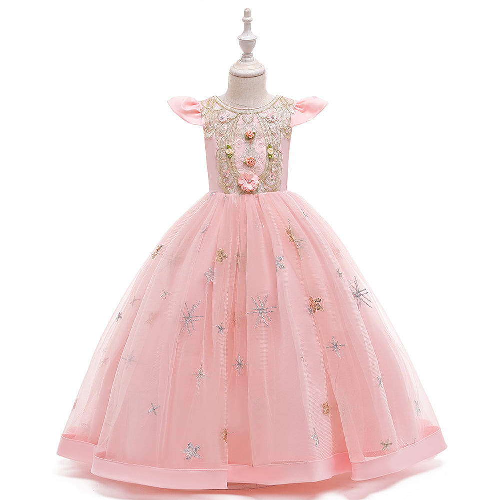 Flower Girl Dress Kids Princess Wedding Graduation Tulle Formal Holiday Party Ball Gown