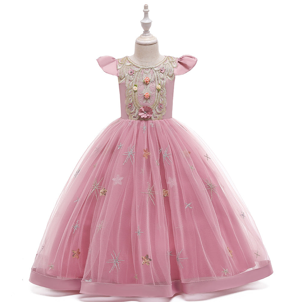 Flower Girl Dress Kids Princess Wedding Graduation Tulle Formal Holiday Party Ball Gown