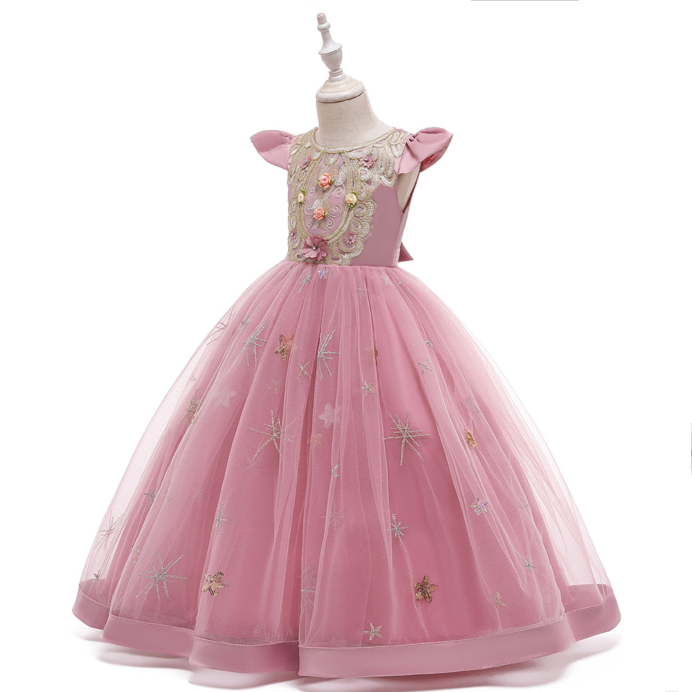 Flower Girl Dress Kids Princess Wedding Graduation Tulle Formal Holiday Party Ball Gown