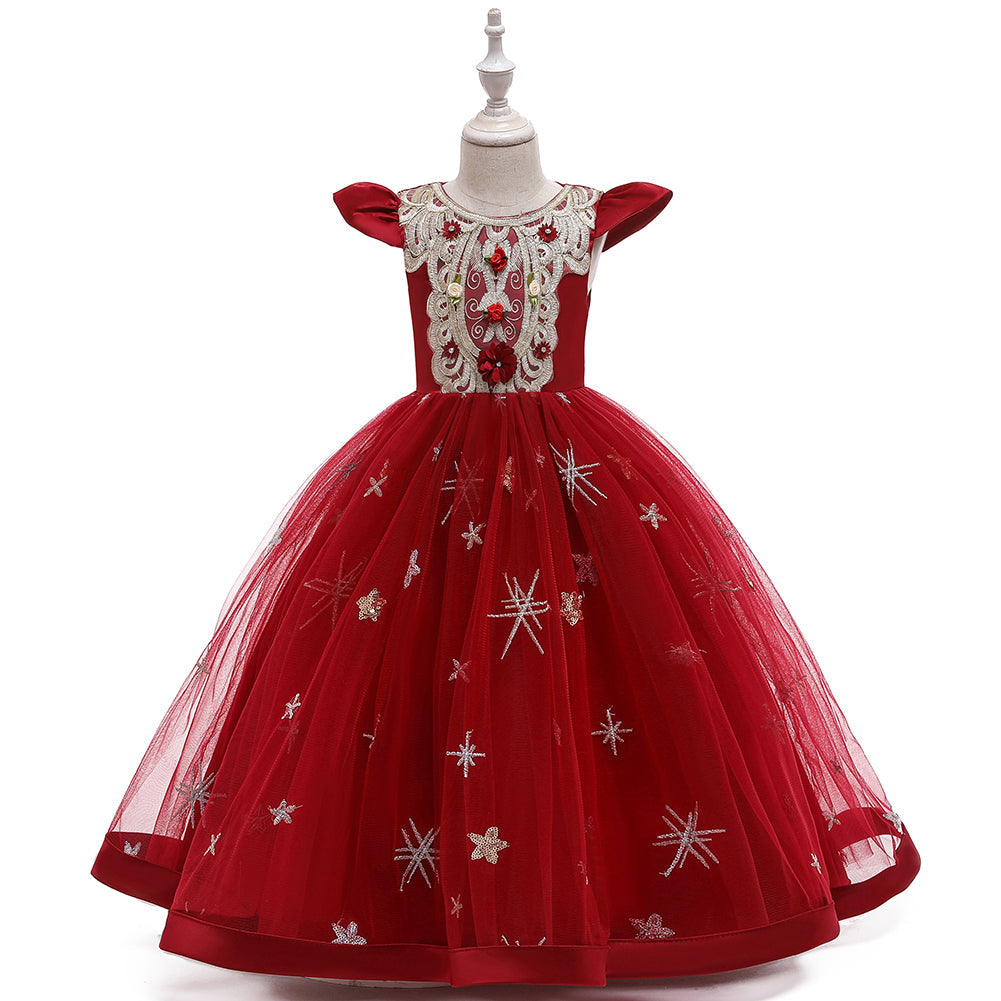 Flower Girl Dress Kids Princess Wedding Graduation Tulle Formal Holiday Party Ball Gown