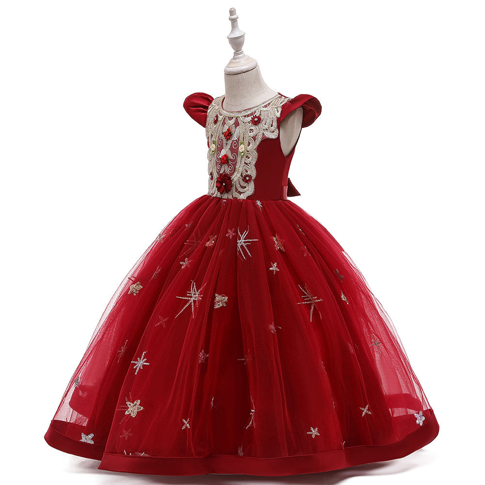 Flower Girl Dress Kids Princess Wedding Graduation Tulle Formal Holiday Party Ball Gown