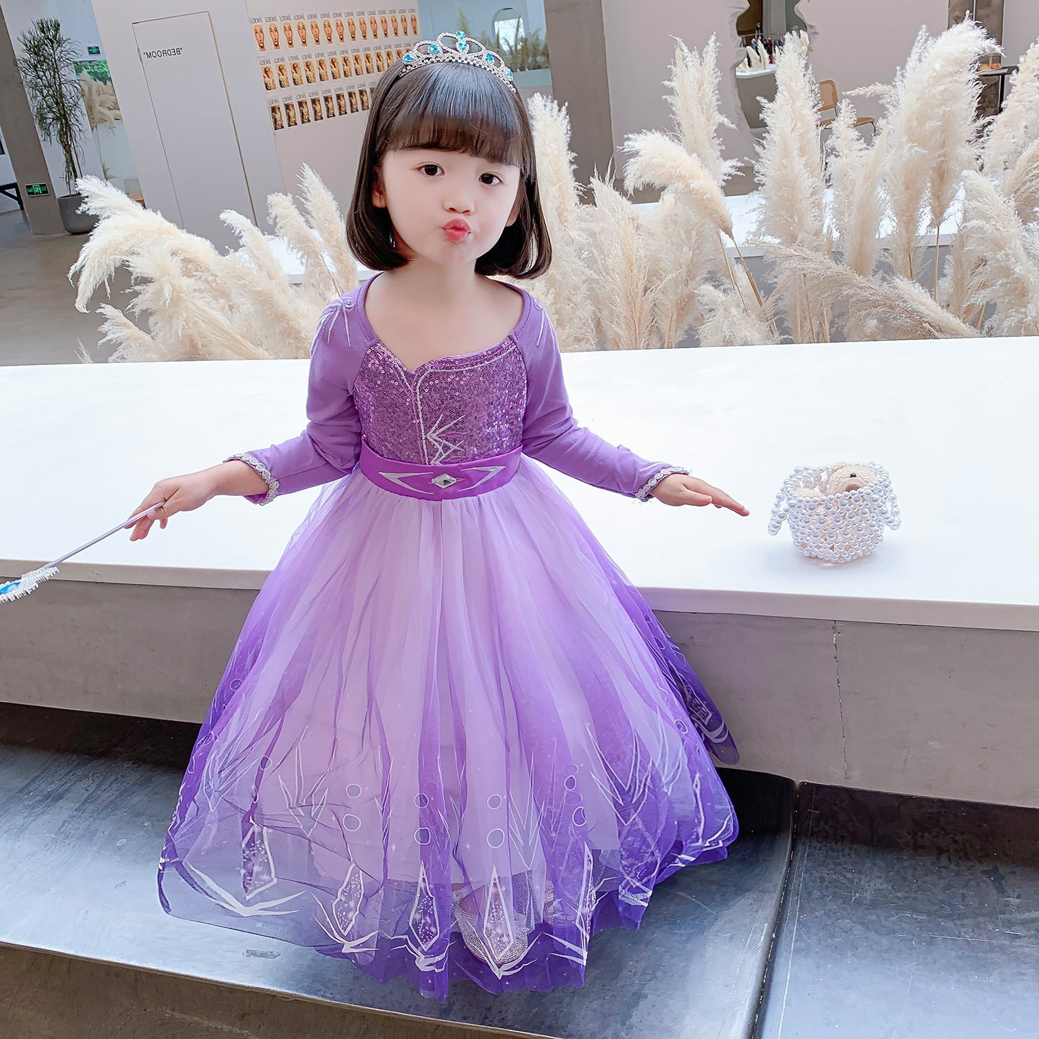 Frozen Princess Elsa dress with cape Dress Birthday Girl Costume Dresses For Cosplay Party Holiday Wedding