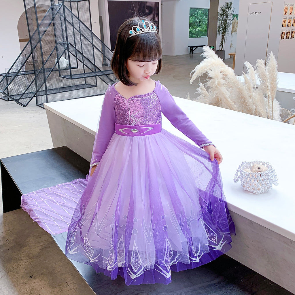 Frozen Princess Elsa dress with cape Dress Birthday Girl Costume Dresses For Cosplay Party Holiday Wedding