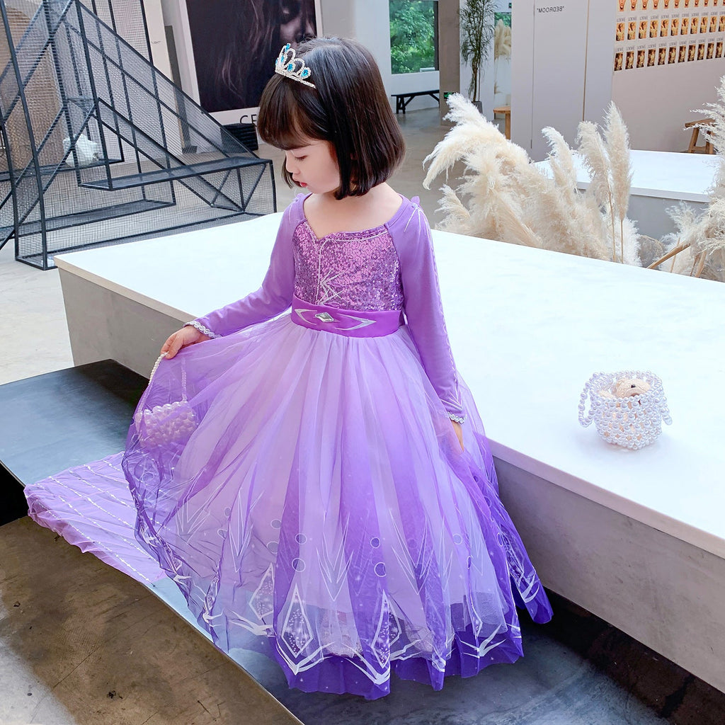 Frozen Princess Elsa dress with cape Dress Birthday Girl Costume Dresses For Cosplay Party Holiday Wedding