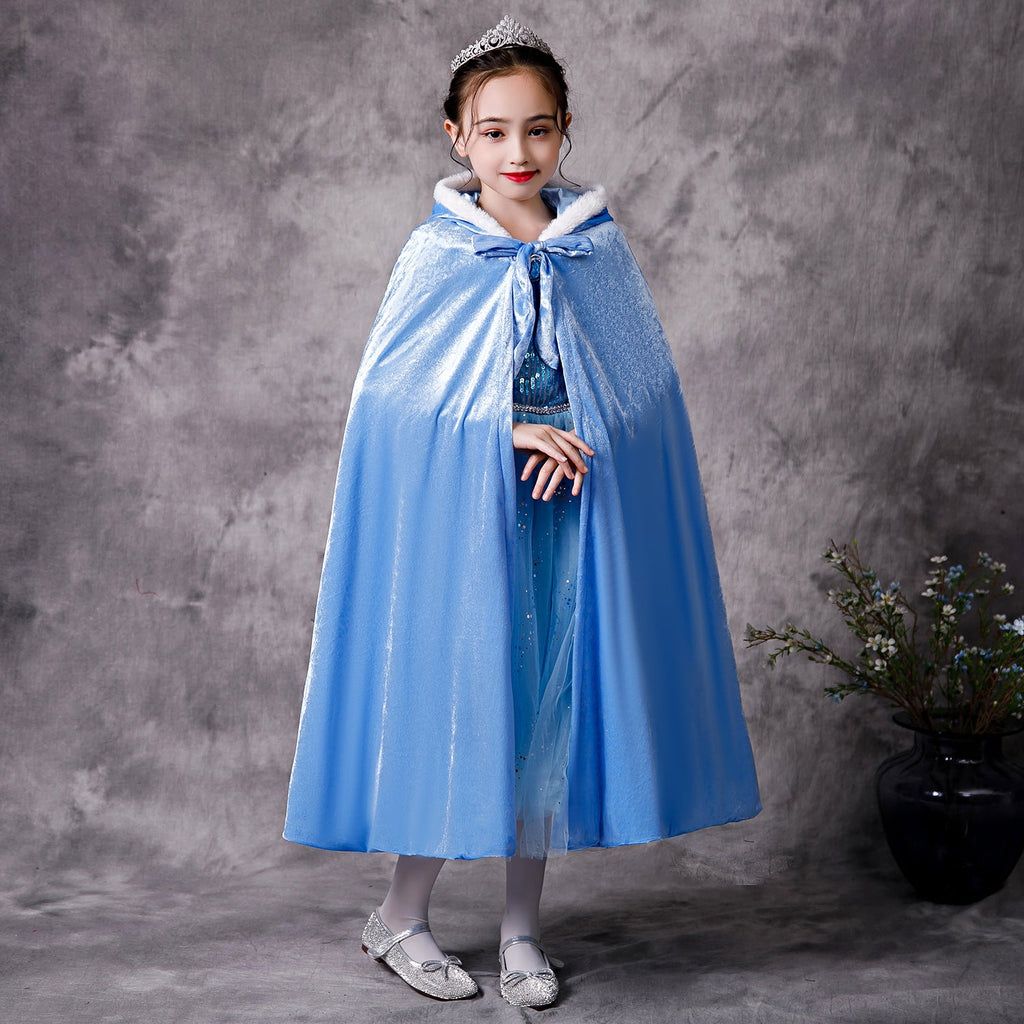 Frozen Princess Cloak Elsa costume Cape for Girl