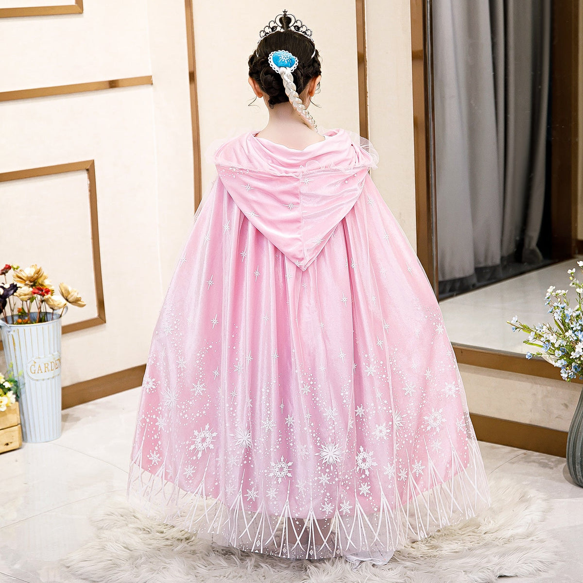 New Frozen Princess Hooded Cape Cloak Elsa costume for Girls