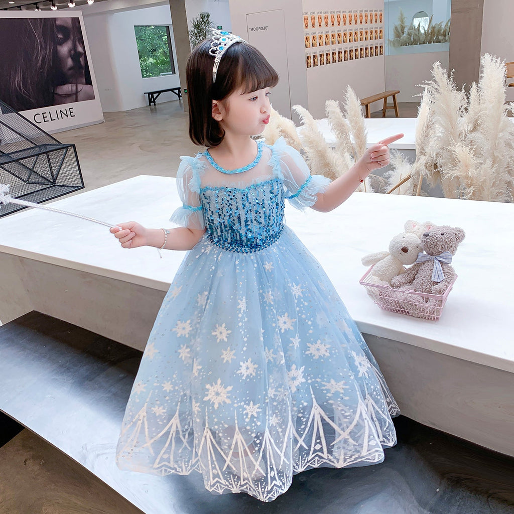 Frozen Princess Elsa dress with cape Dress Birthday Girl Costume Dresses For Cosplay Party Holiday