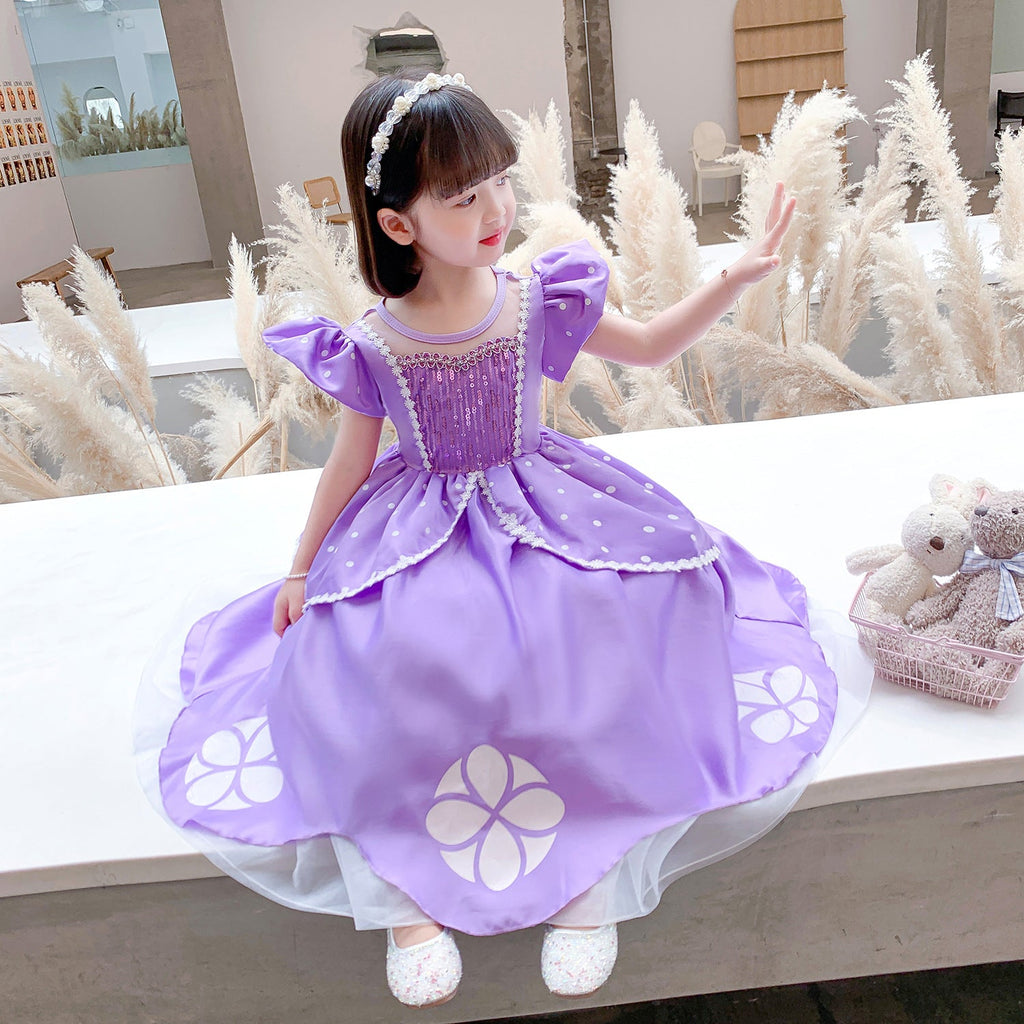 Flower Girls Dresses New Princess Sofia the First Costume Dresses For Cosplay Party Holiday Wedding