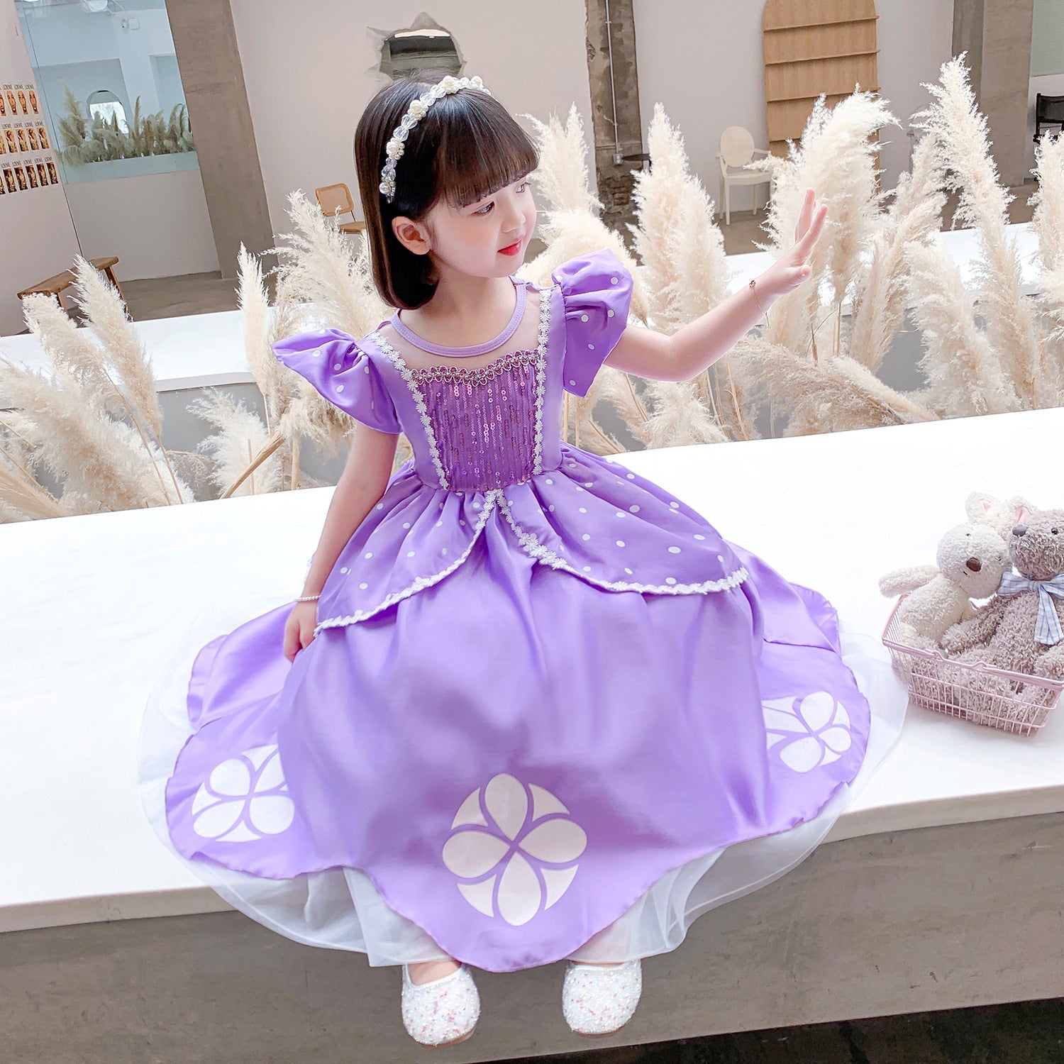 Flower Girls Dresses New Princess Sofia the First Costume Dresses For Cosplay Party Holiday Wedding