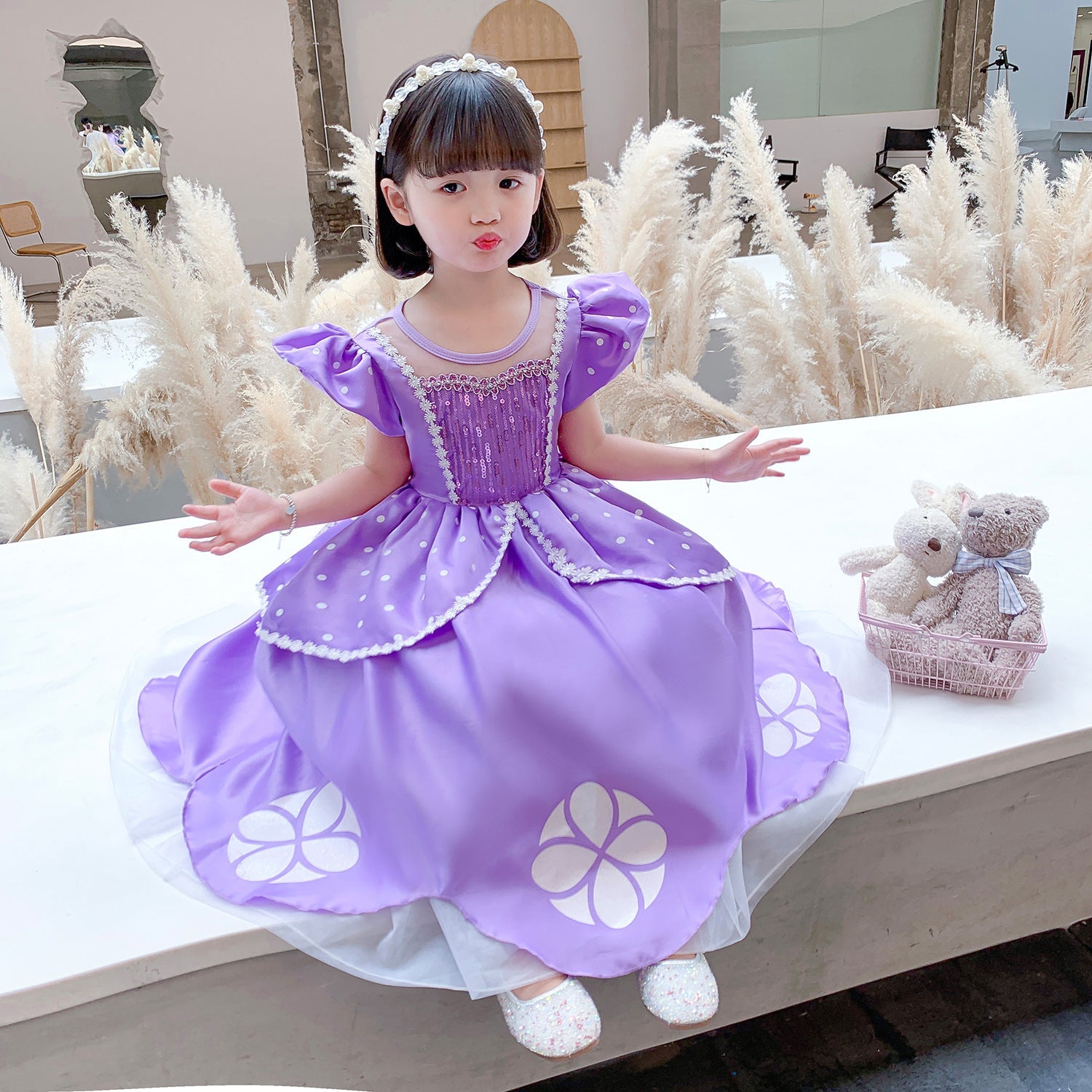 Flower Girls Dresses New Princess Sofia the First Costume Dresses For Cosplay Party Holiday Wedding