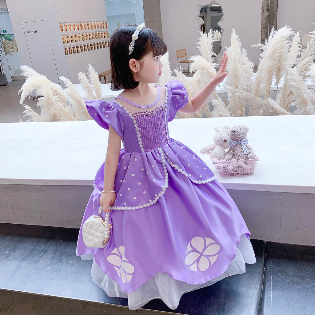 Flower Girls Dresses New Princess Sofia the First Costume Dresses For Cosplay Party Holiday Wedding