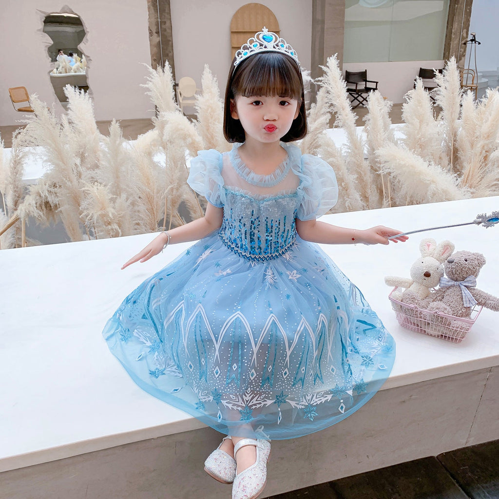 Frozen Princess Elsa Dress Girl Costume Dresses For Cosplay Party Birthday Holiday