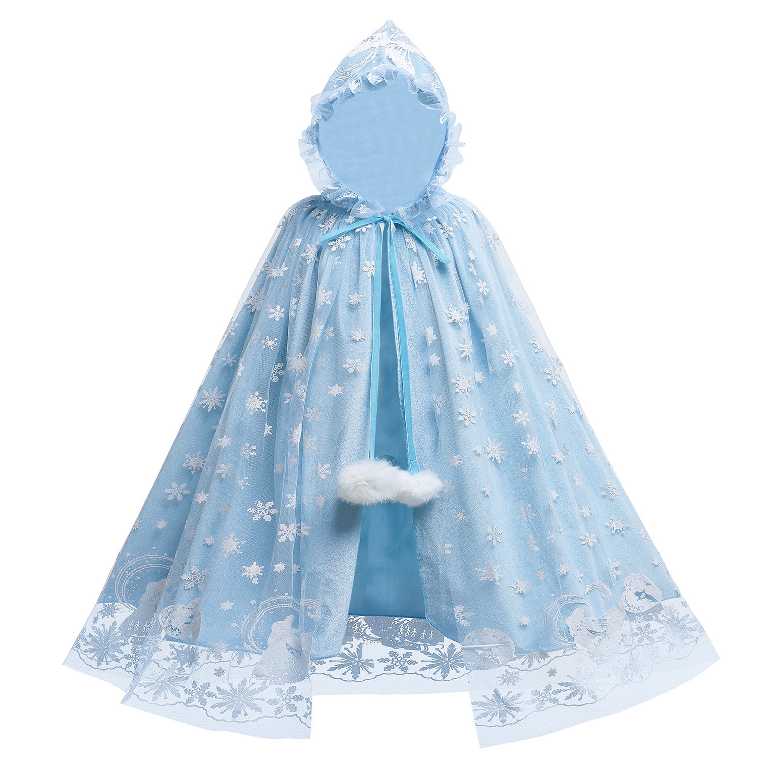 Frozen Fur Princess Hooded Cape Cloak Elsa costume for Girl Dress Up Cosplay Party