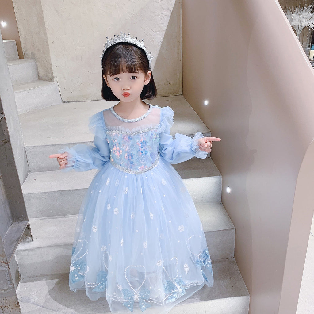 Frozen Princess Elsa Dress Birthday Girl Costume Dresses For Cosplay Party Holiday