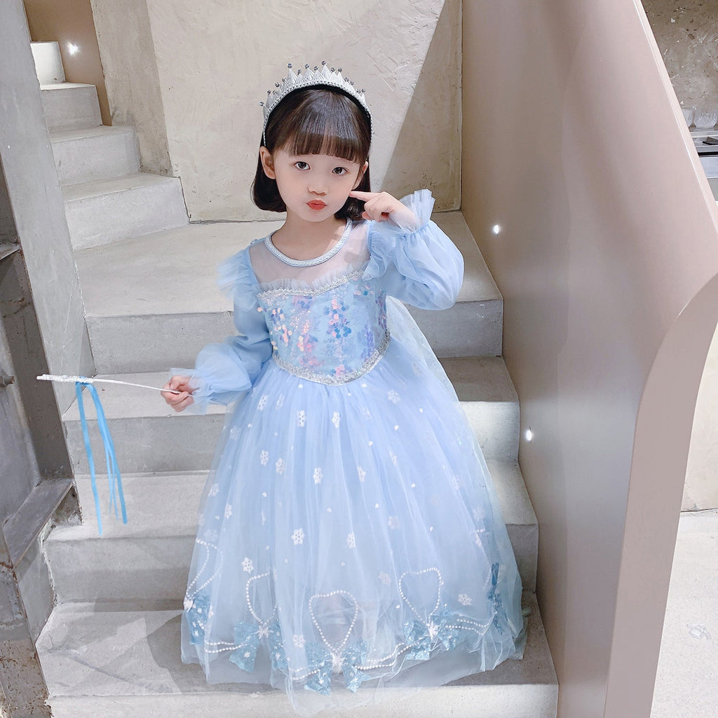 Frozen Princess Elsa Dress Birthday Girl Costume Dresses For Cosplay Party Holiday