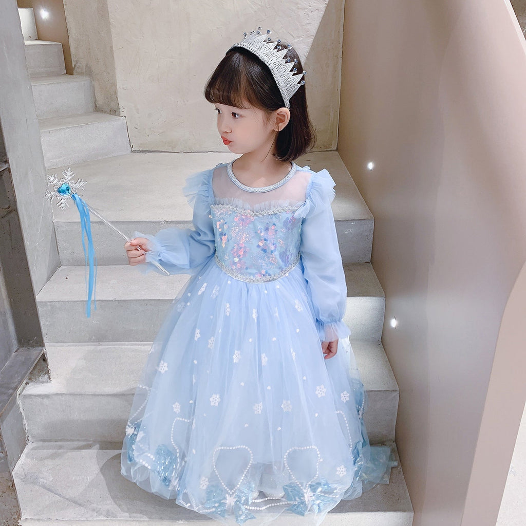 Frozen Princess Elsa Dress Birthday Girl Costume Dresses For Cosplay Party Holiday