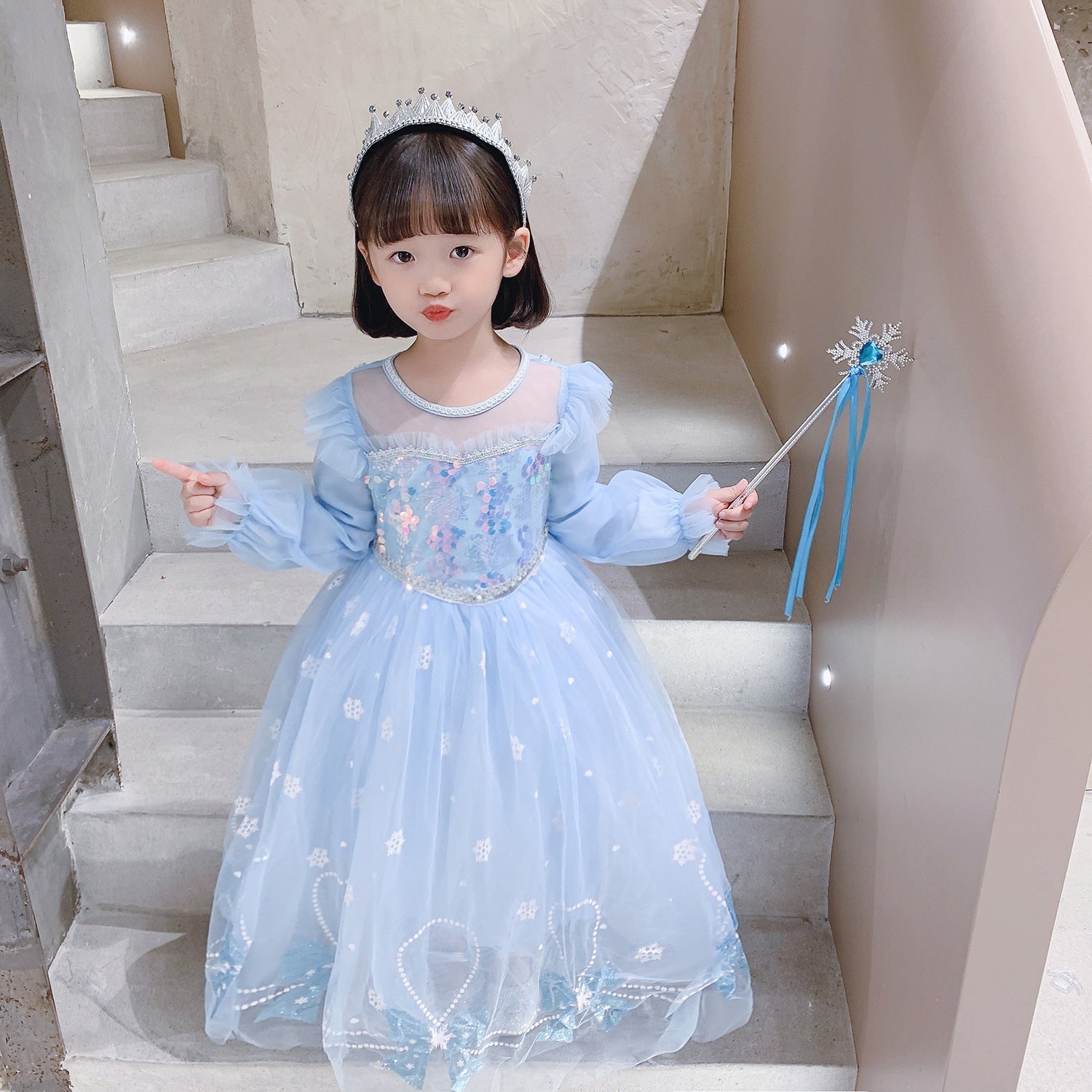 Frozen Princess Elsa Dress Birthday Girl Costume Dresses For Cosplay Party Holiday
