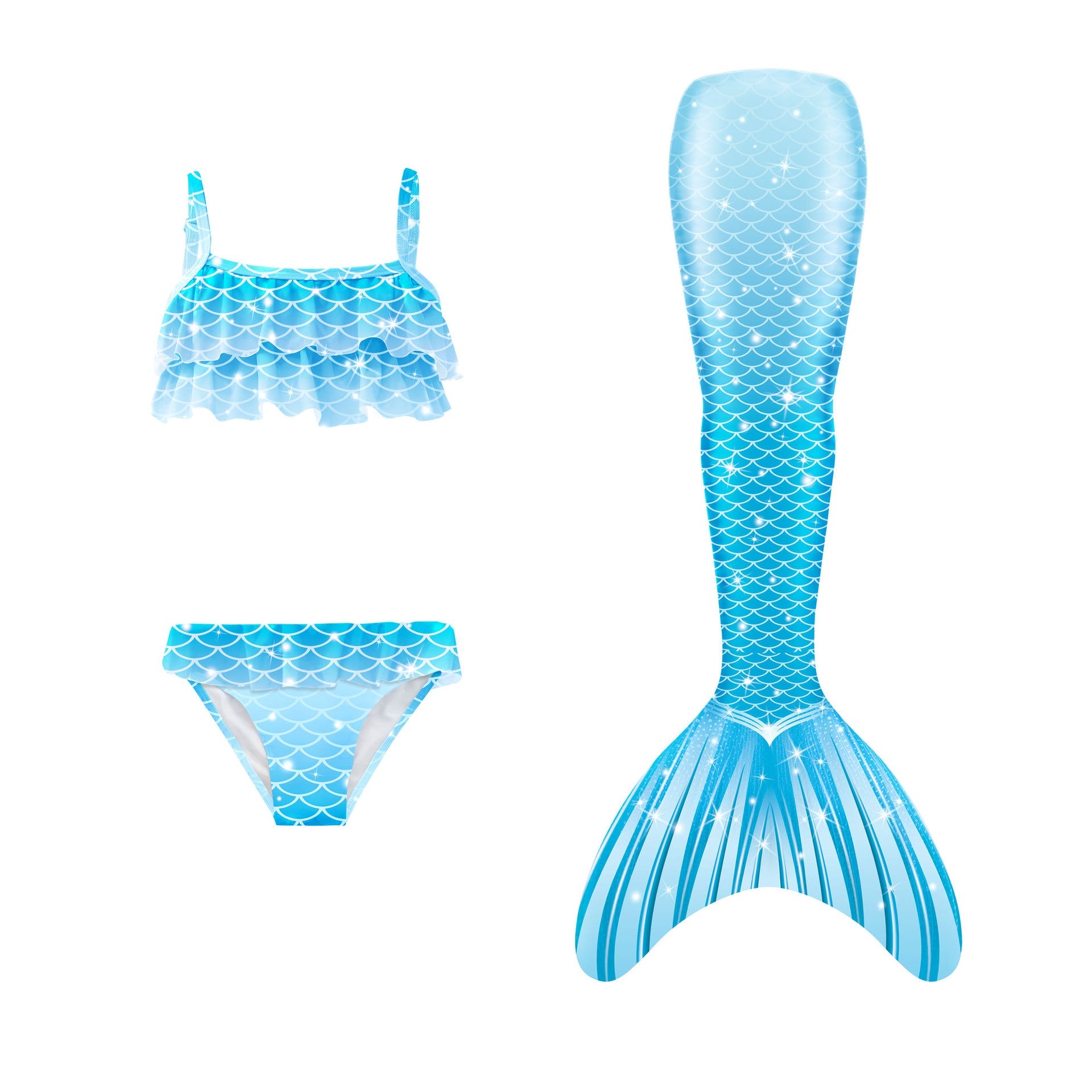 Girl Costume Mermaid Swimsuit Princess Bikini Set 3 Pieces Bathing Suit