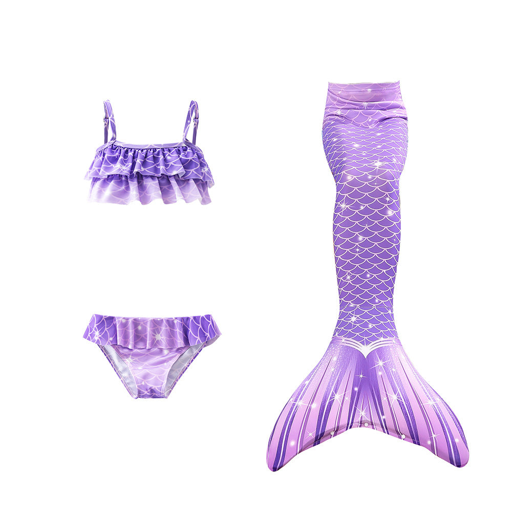 Girl Costume Mermaid Swimsuit Princess Bikini Set 3 Pieces Bathing Suit