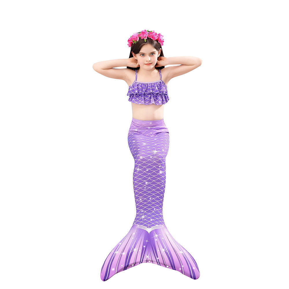 Girl Costume Mermaid Swimsuit Princess Bikini Set 3 Pieces Bathing Suit