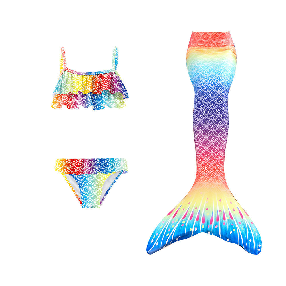 Girl Costume Mermaid Swimsuit Princess Bikini Set 3 Pieces Bathing Suit