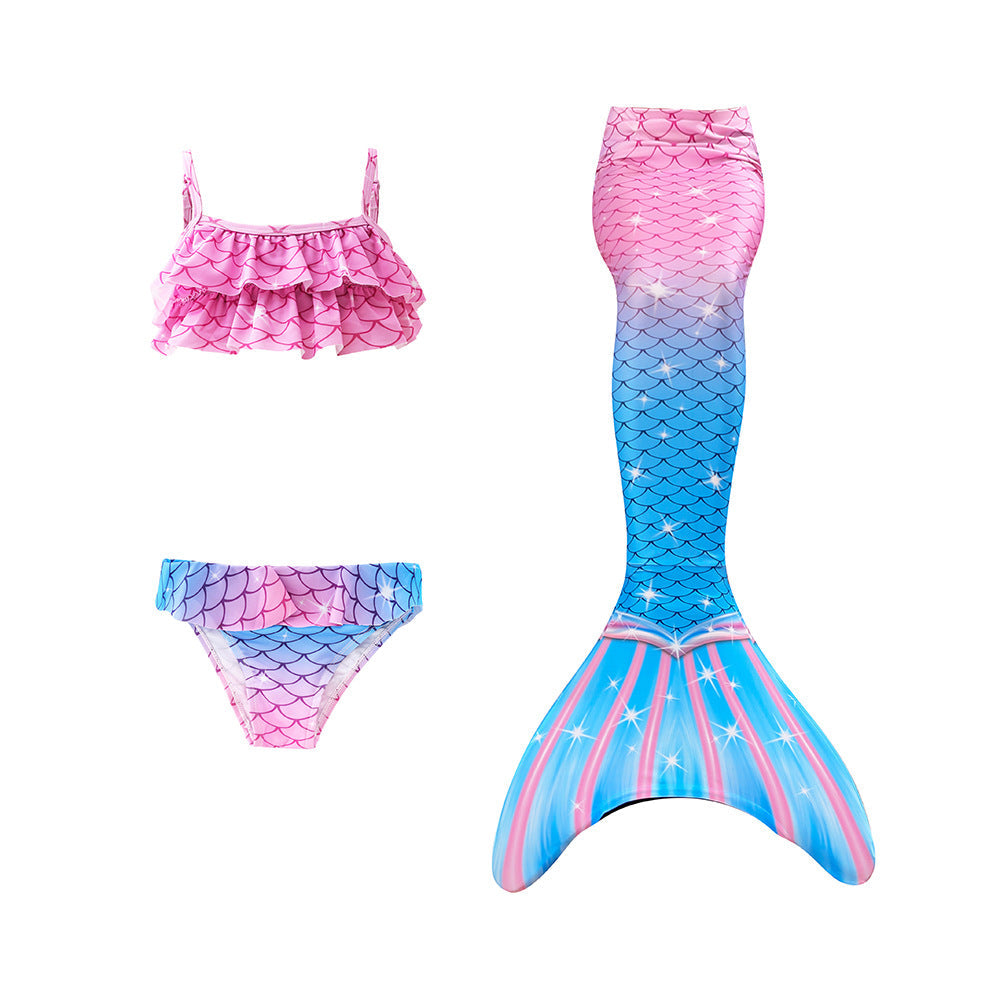 Girl Costume Mermaid Swimsuit Princess Bikini Set 3 Pieces Bathing Suit