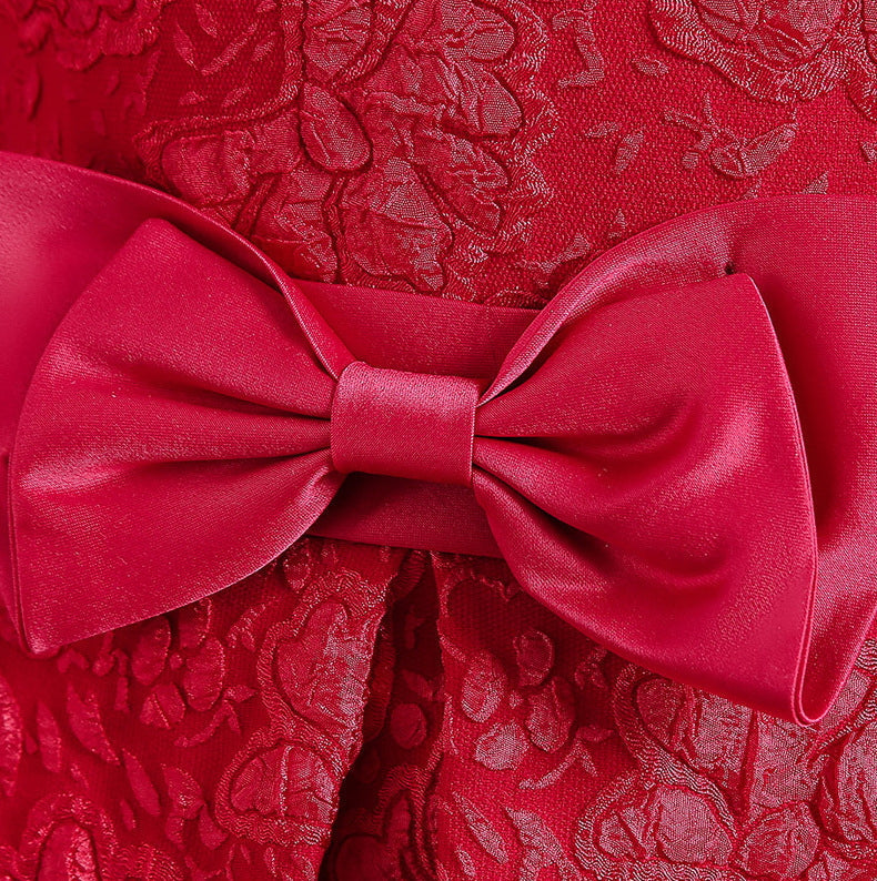 Flower Girl Dress Bow Wedding Dress Trailing Princess Dress Birthday Costume Party Holiday