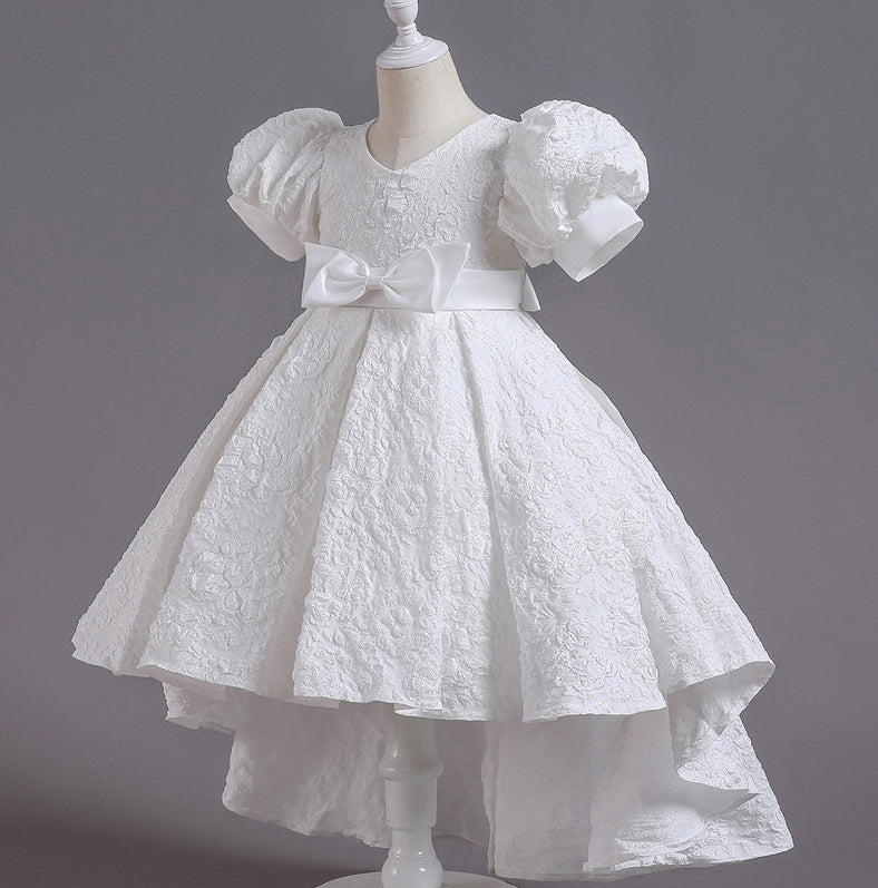 Flower Girl Dress Bow Wedding Dress Trailing Princess Dress Birthday Costume Party Holiday
