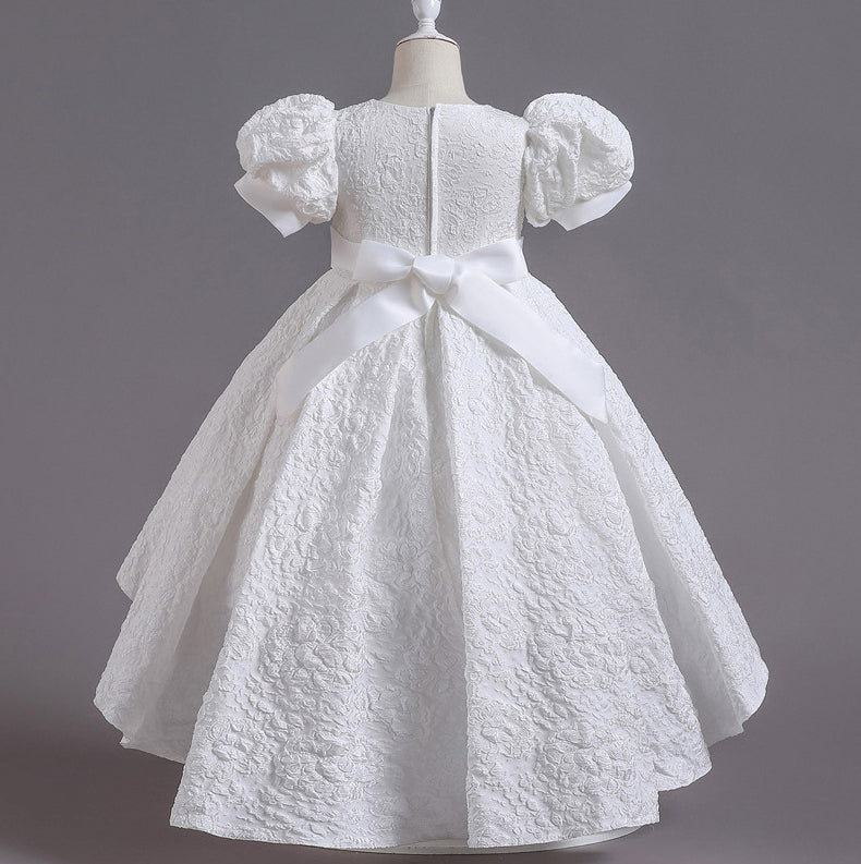 Flower Girl Dress Bow Wedding Dress Trailing Princess Dress Birthday Costume Party Holiday