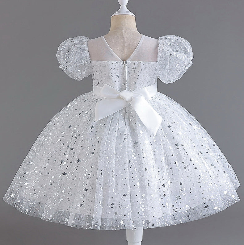 Wedding Dress Puff Flower Girl Dress Sequins Princess Dress Birthday Costume Party Dress Holiday