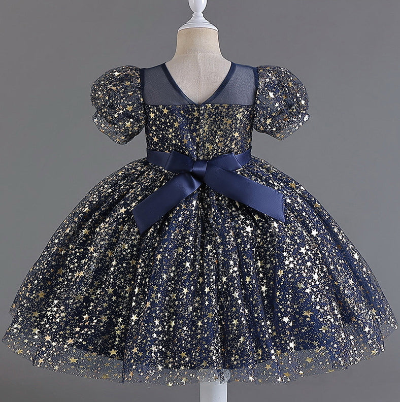 Wedding Dress Puff Flower Girl Dress Sequins Princess Dress Birthday Costume Party Dress Holiday