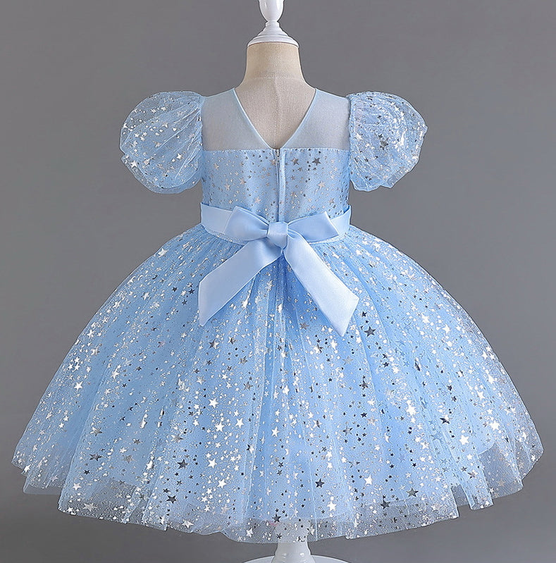 Wedding Dress Puff Flower Girl Dress Sequins Princess Dress Birthday Costume Party Dress Holiday