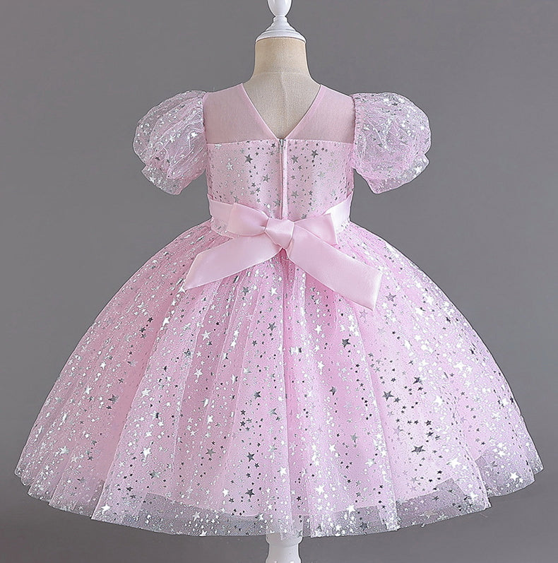 Wedding Dress Puff Flower Girl Dress Sequins Princess Dress Birthday Costume Party Dress Holiday