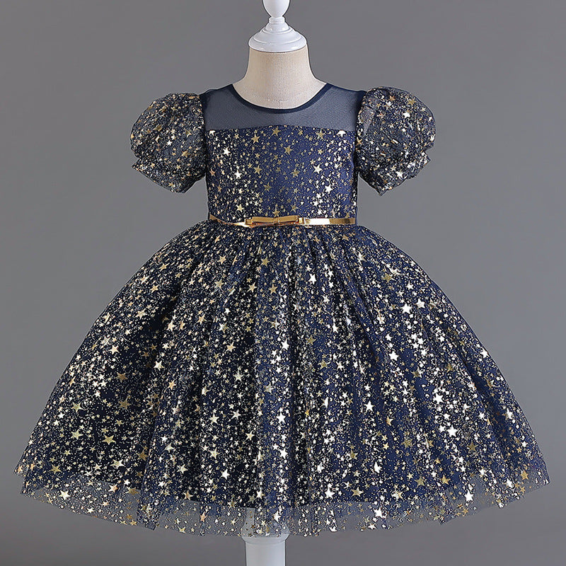 Wedding Dress Puff Flower Girl Dress Sequins Princess Dress Birthday Costume Party Dress Holiday