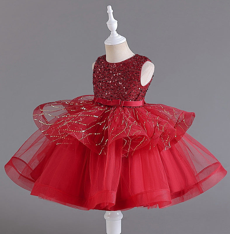 Flower Girl Dress Sequins Wedding Dress Princess Dress Birthday Costume Party Dress Holiday
