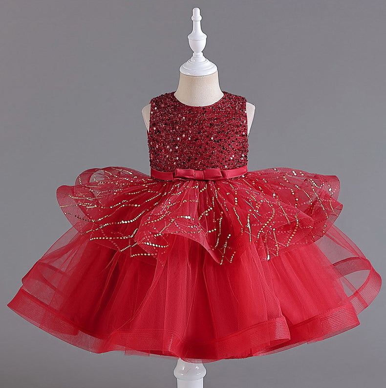 Flower Girl Dress Sequins Wedding Dress Princess Dress Birthday Costume Party Dress Holiday