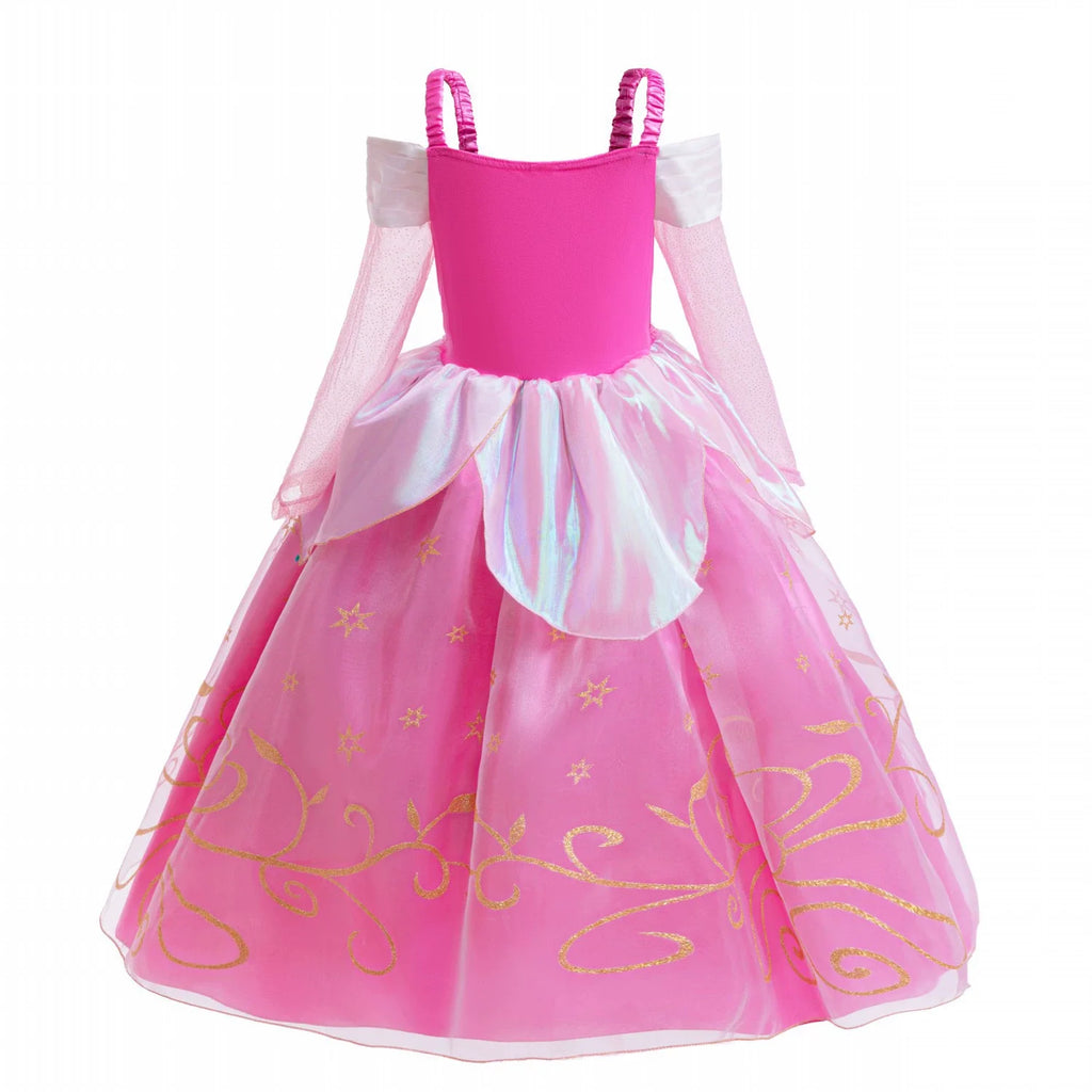 New Aurora Costume Princess Off Shoulder Halloween Girl Dresses With 9 pieces set