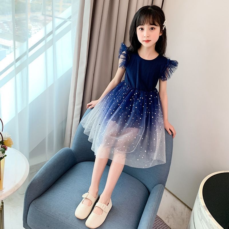 New Girl Dress Party Holiday Toddler Princess Costume Sky Star Moon Dress For Casual Wear Birthday