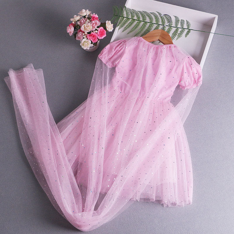 Elsa Dress Cape New Girl Dress Lace Toddler Princess Costume For Casual Wear Holiday Birthday Party