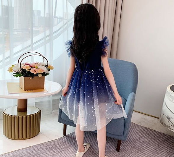 New Girl Dress Party Holiday Toddler Princess Costume Sky Star Moon Dress For Casual Wear Birthday