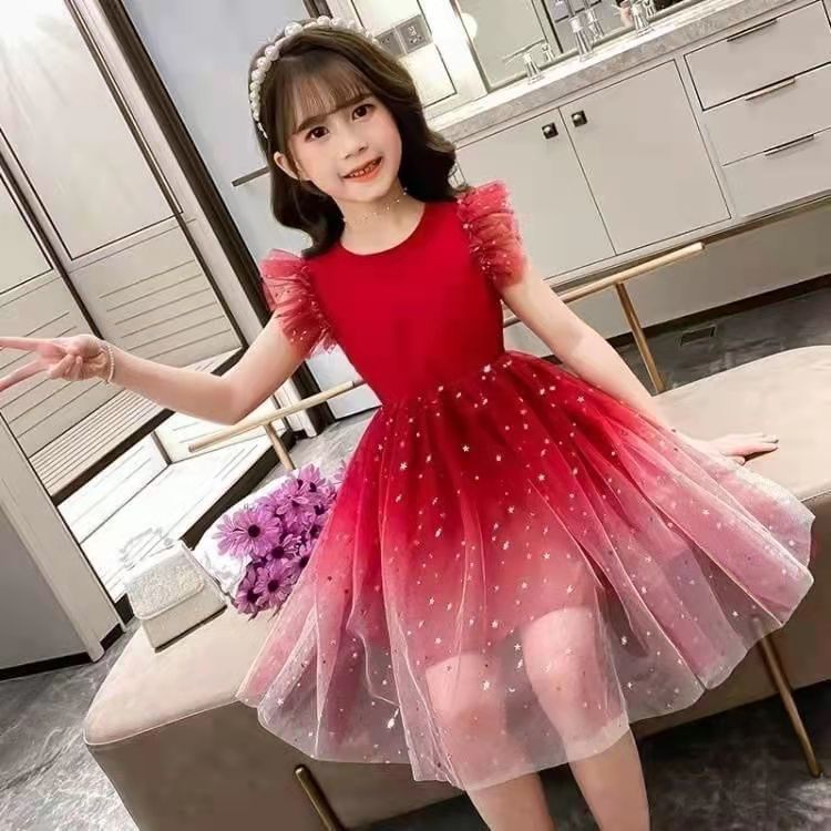New Girl Dress Party Holiday Toddler Princess Costume Sky Star Moon Dress For Casual Wear Birthday