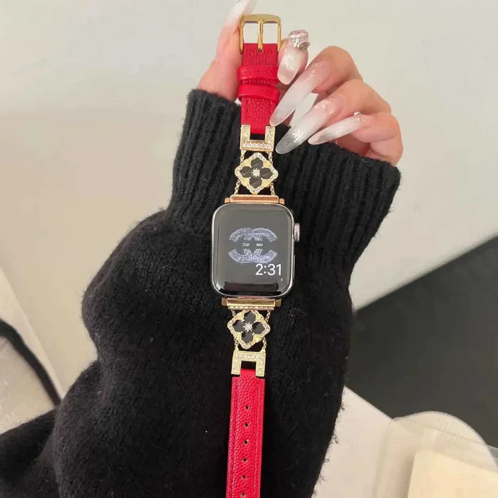 Elegant Floral Leather Band