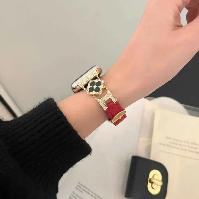 Elegant Floral Leather Band