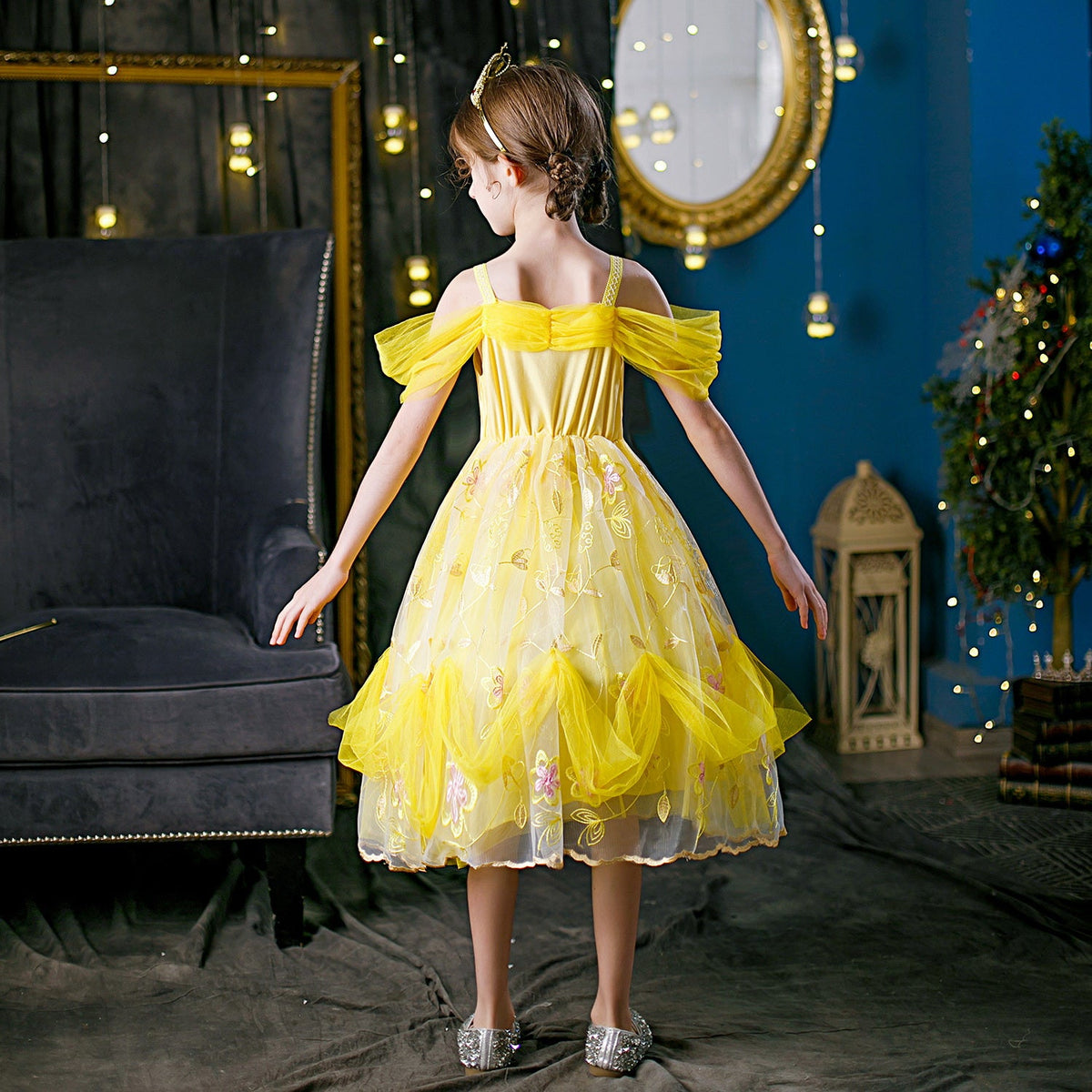 New Girl Costume Dresses Aurora Lace Up Princess Cosplay Party Holiday Birthday Fancy