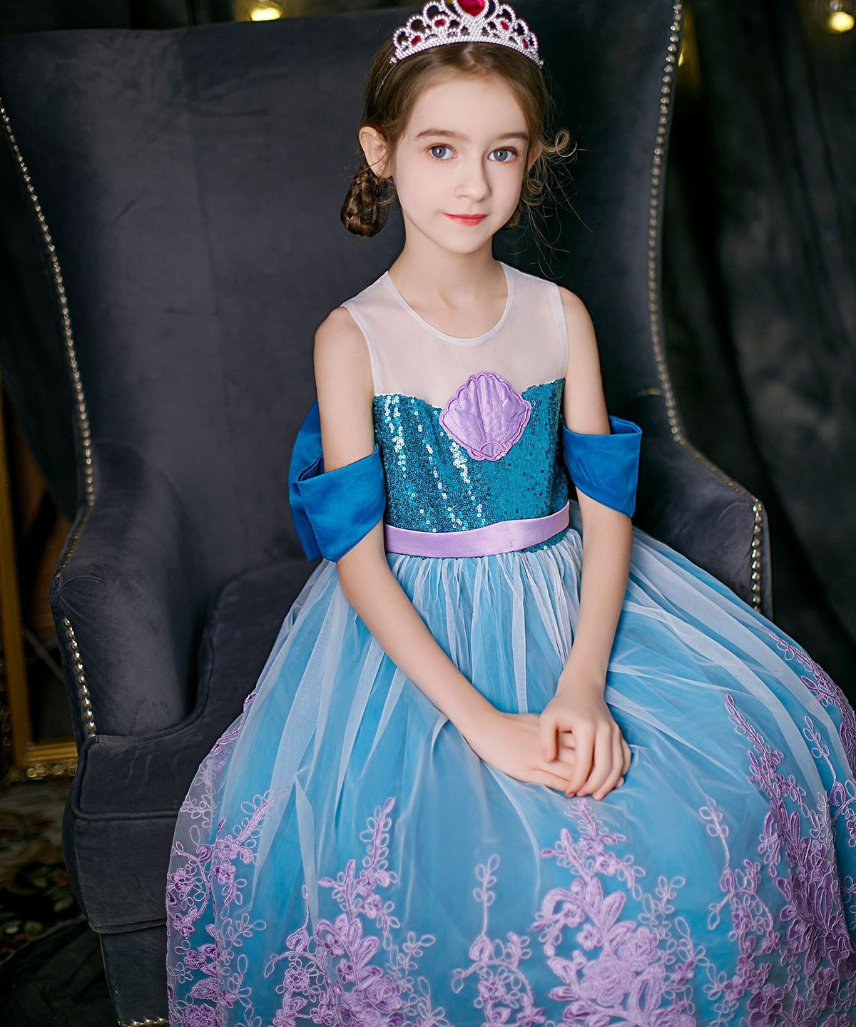 New Girl Costume Dresses Shell Princess Cosplay Party Holiday Fancy Ariel Mermaid Birthday