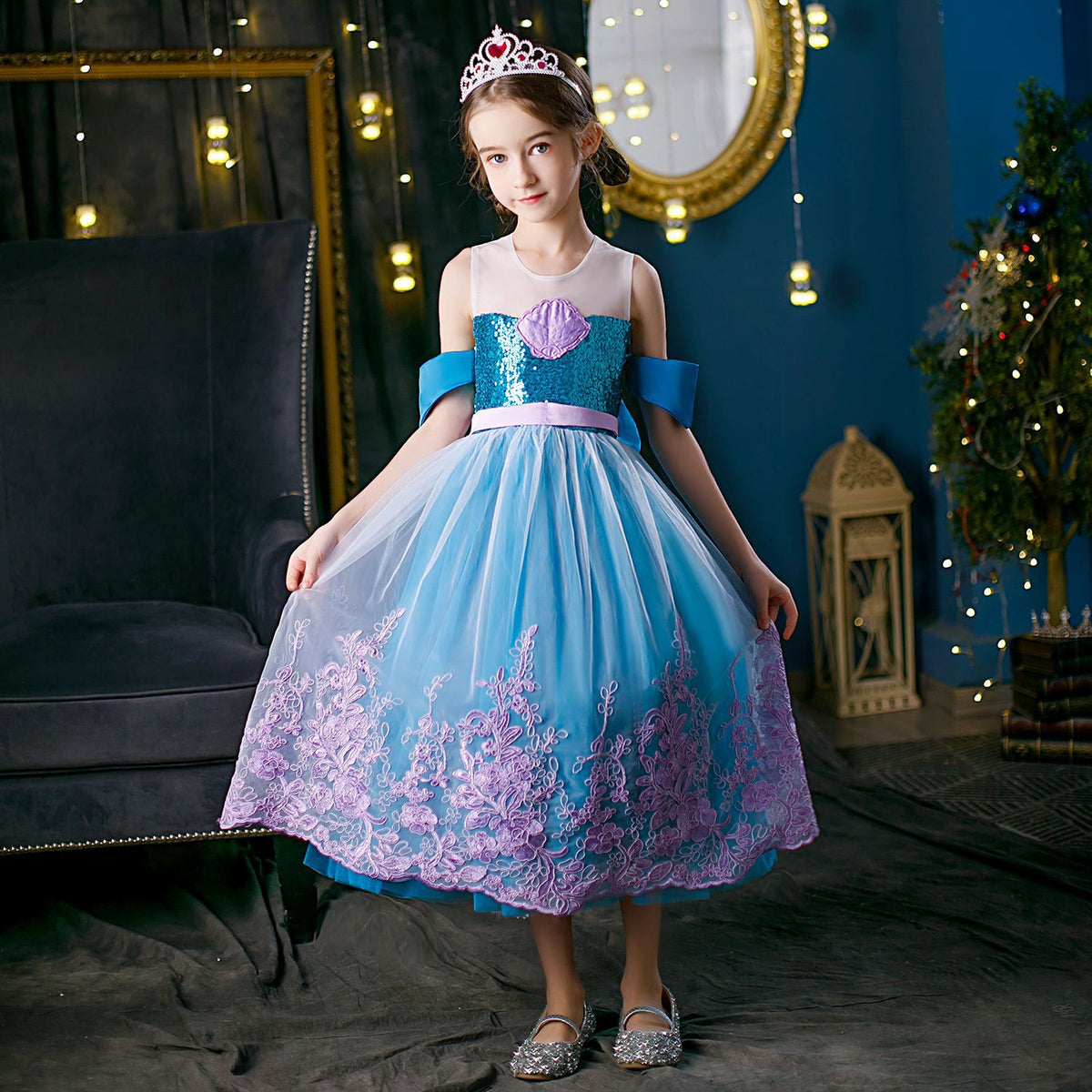 New Girl Costume Dresses Shell Princess Cosplay Party Holiday Fancy Ariel Mermaid Birthday