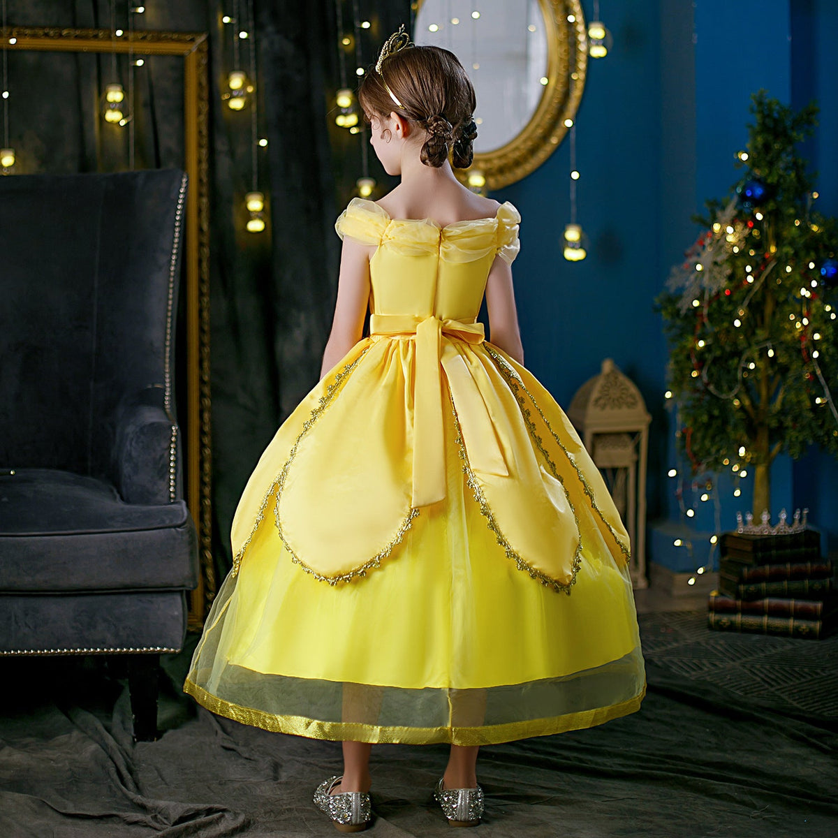 New Girl Costume Dresses Belle Princess Cosplay  Lace Up Birthday Party Holiday Fancy