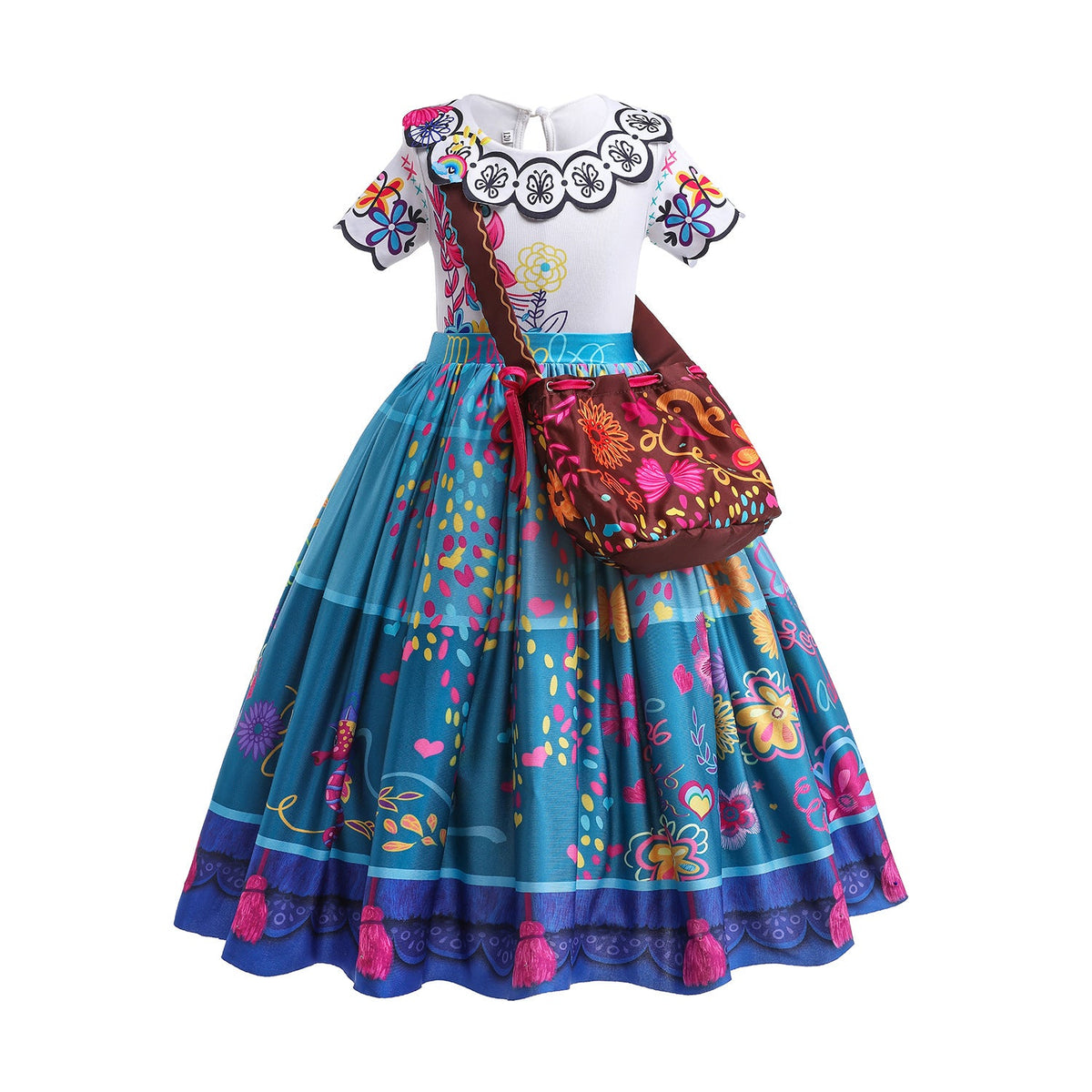 New Girl Costume Dresses Encanto Mirabel Lace Up Princess Cosplay Party Holiday Birthday Fancy